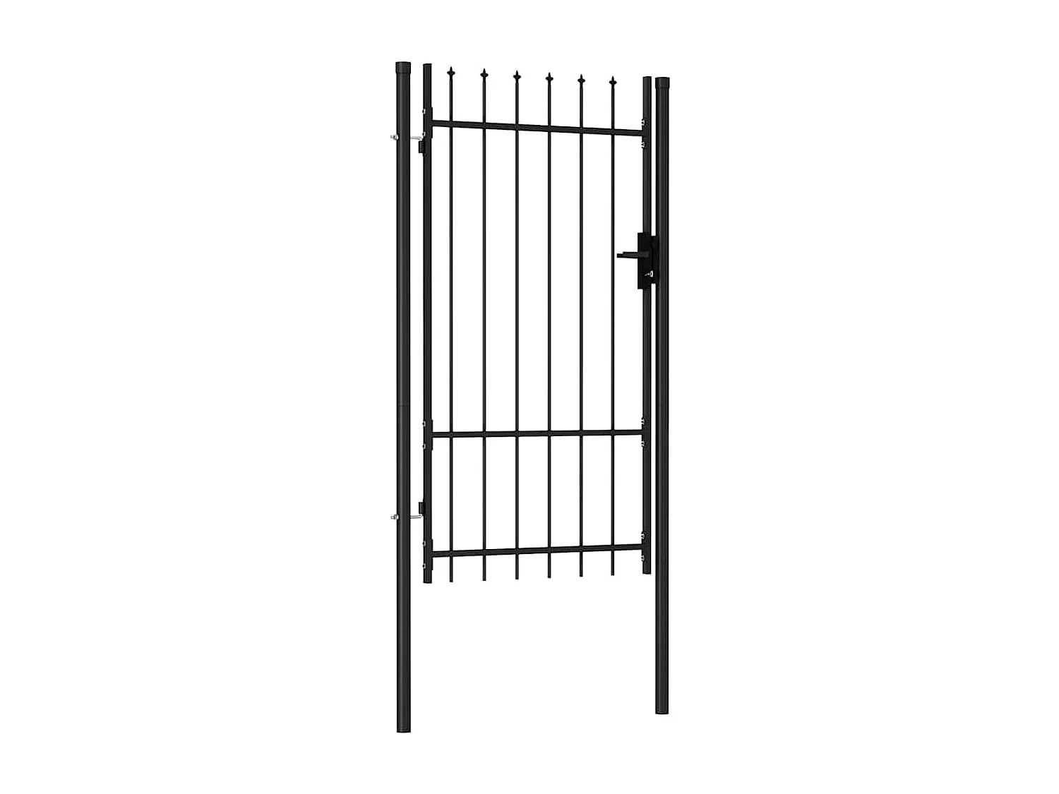 Enkele poort met puntige bovenkant Staal 1x1,75 m Zwart
