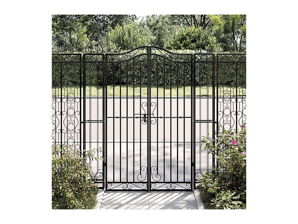 Portail de jardin noir 121x8x150 cm fer forgé