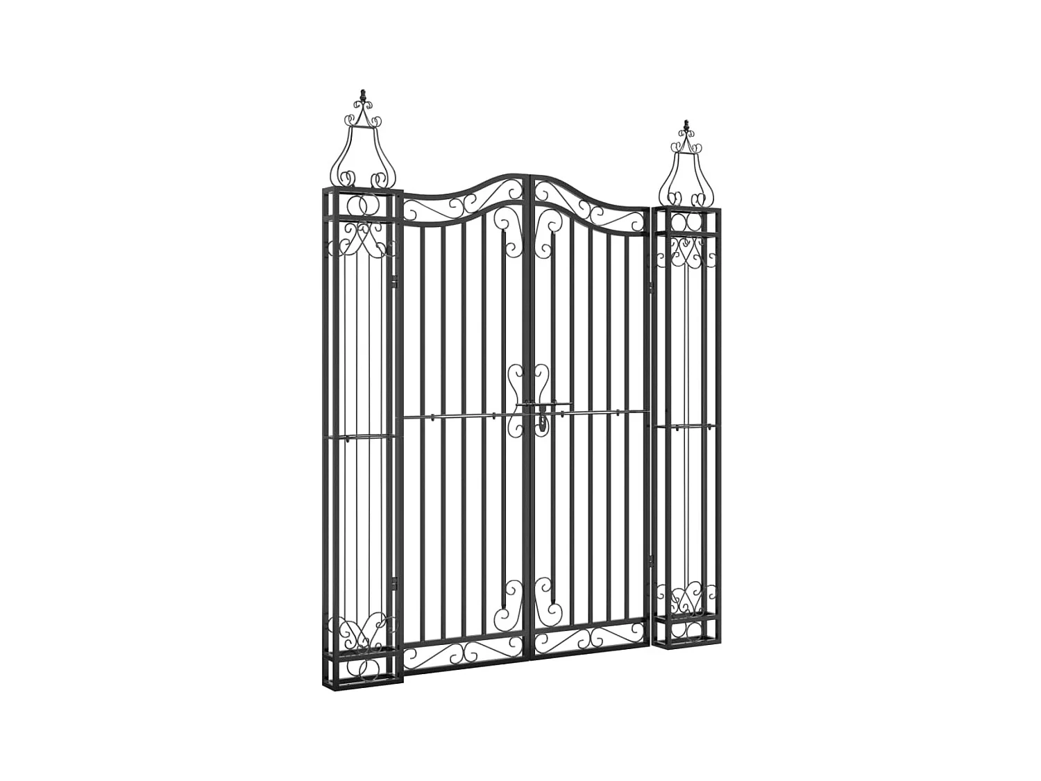 Portail de jardin noir 121x8x150 cm fer forgé