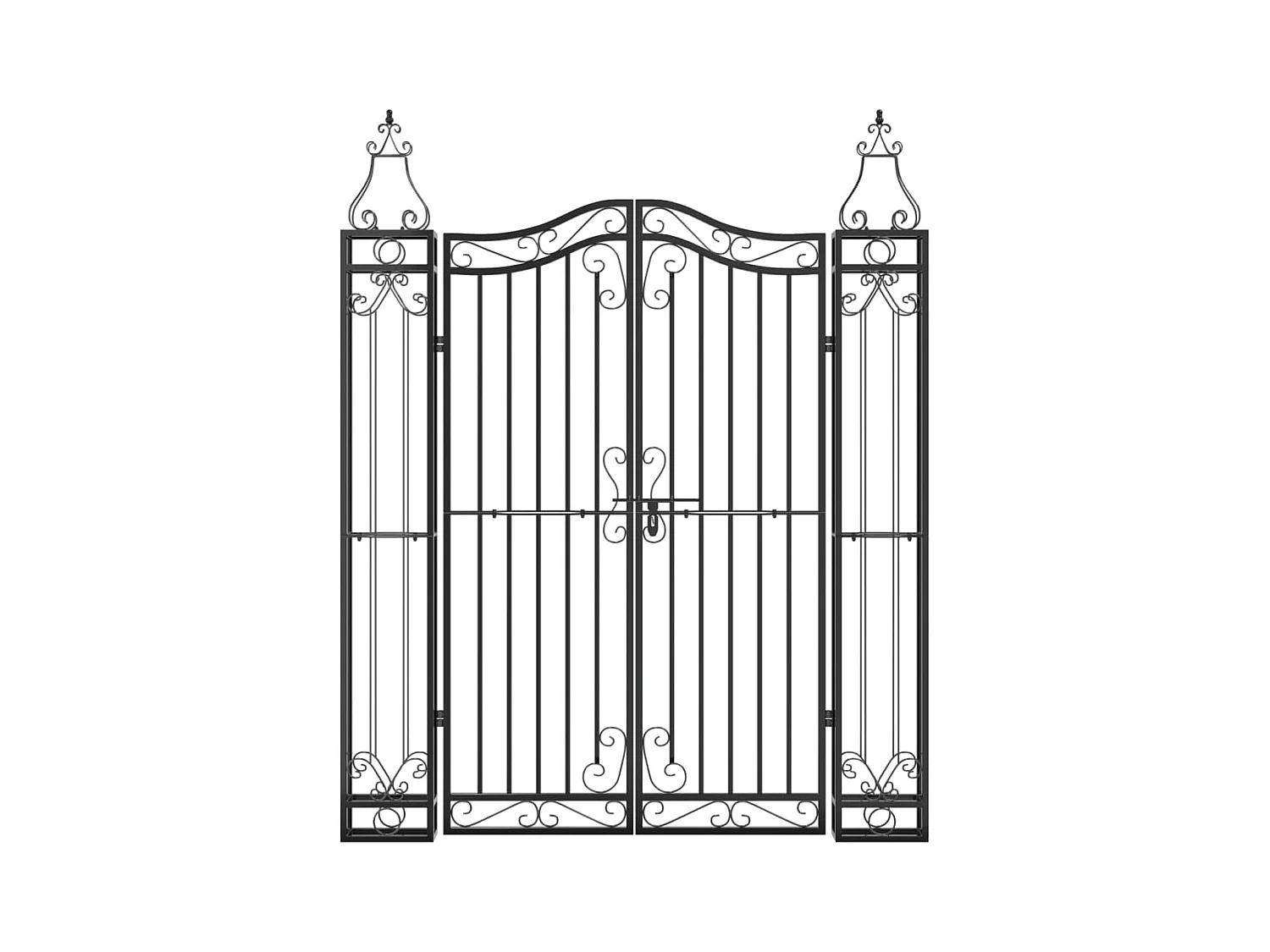 Portail de jardin noir 121x8x150 cm fer forgé