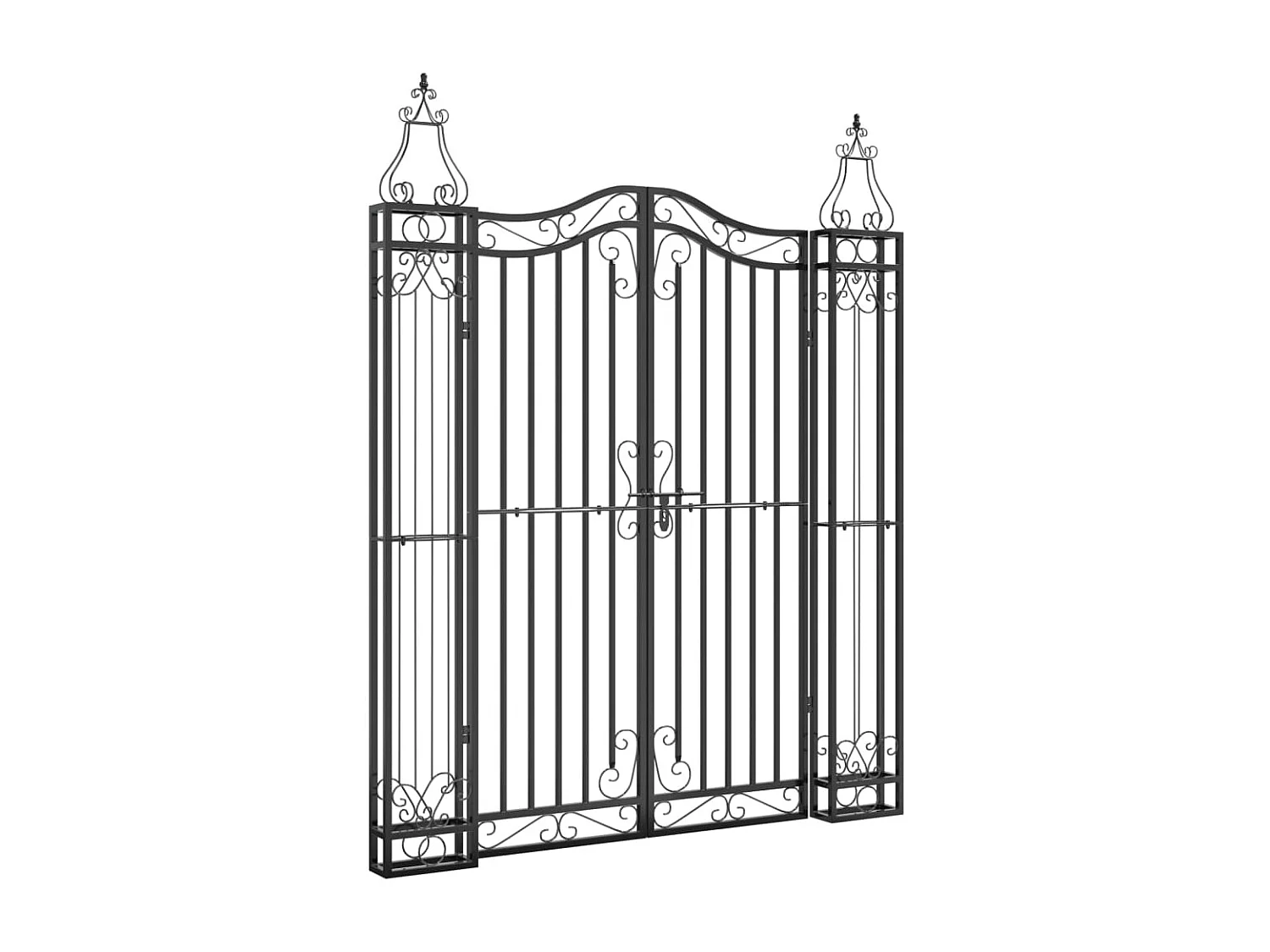 Portail de jardin noir 121x8x150 cm fer forgé