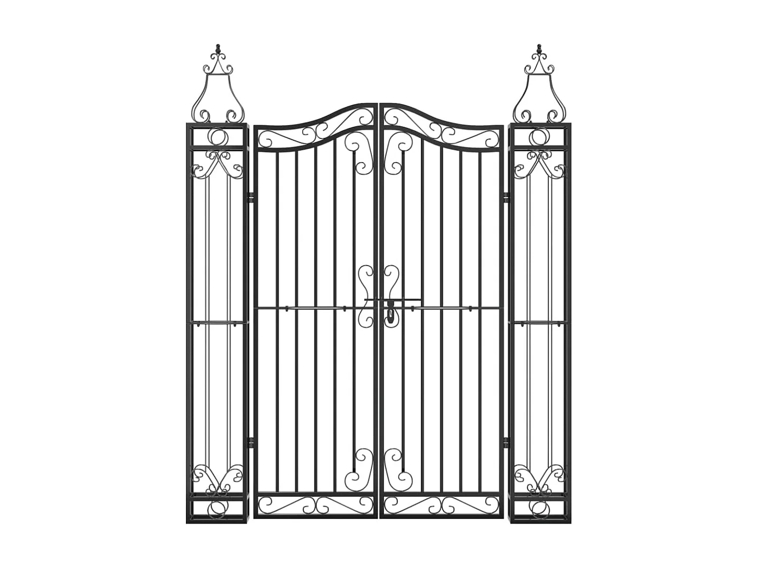 Portail de jardin noir 121x8x150 cm fer forgé
