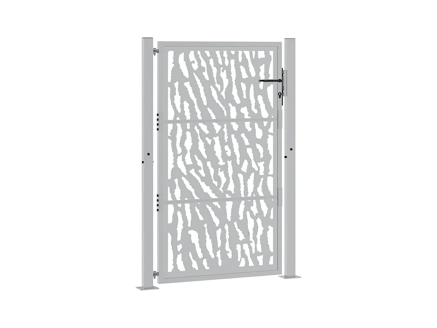 Puerta de jardín de acero resistente a la intemperie con diseño de tracería