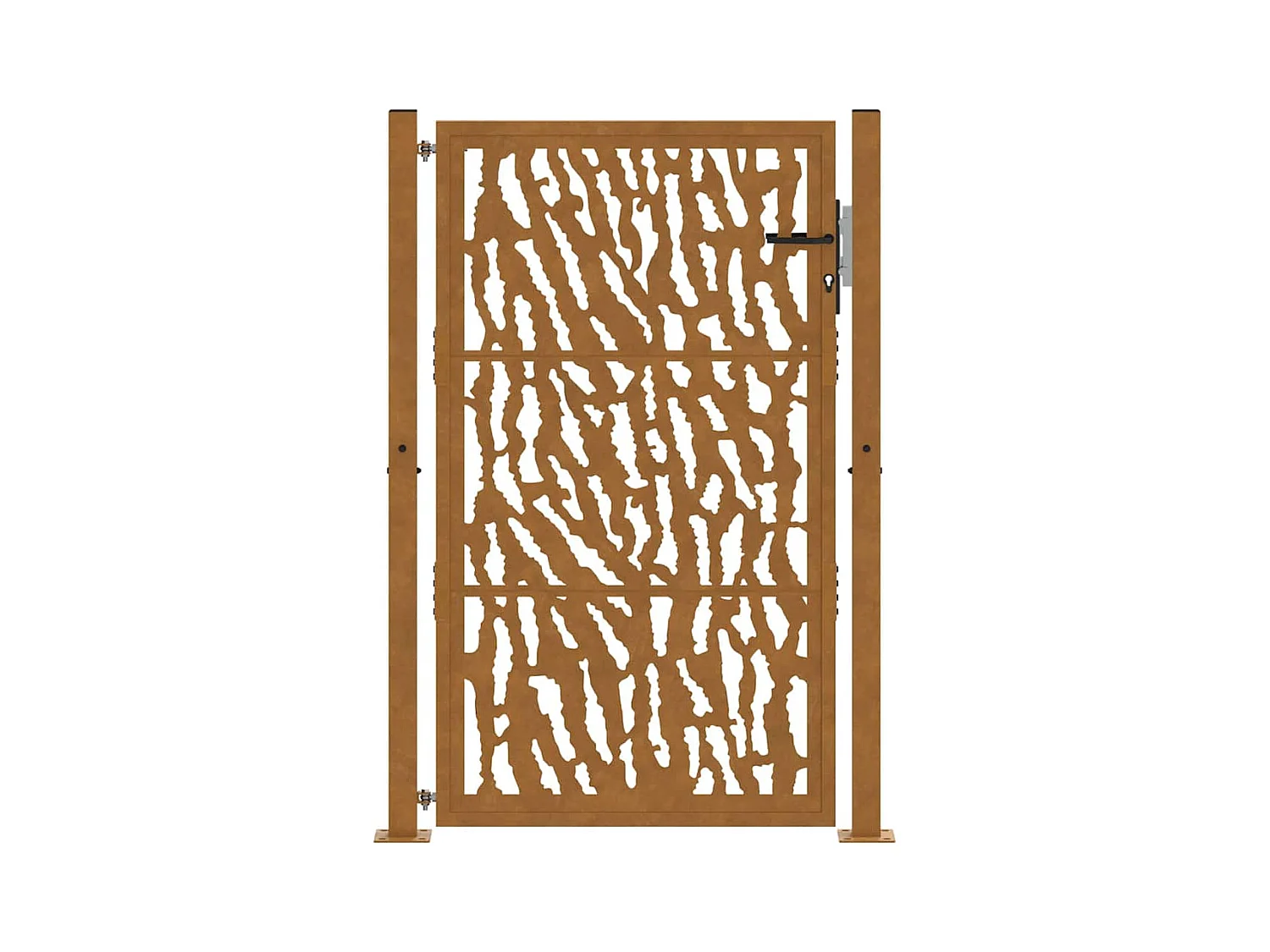 Puerta de jardín de acero resistente a la intemperie con diseño de tracería