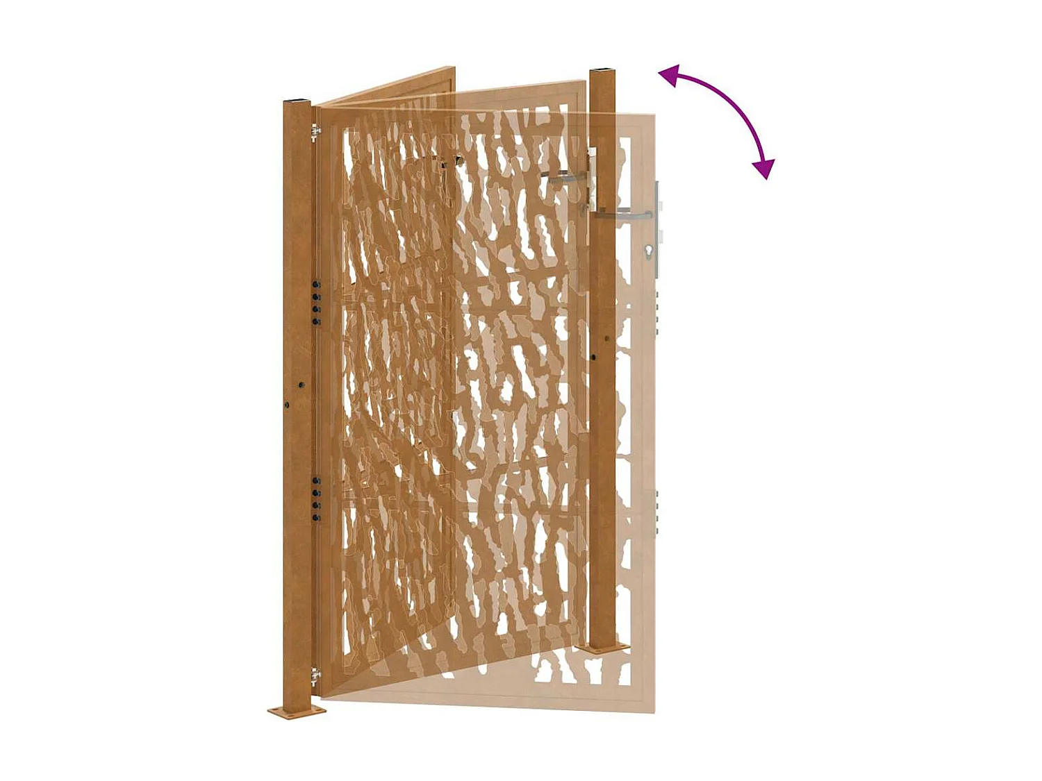 Puerta de jardín de acero resistente a la intemperie con diseño de tracería