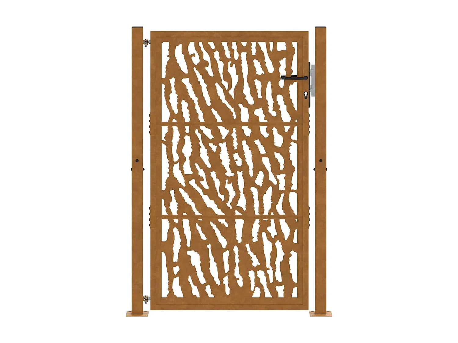 Puerta de jardín de acero resistente a la intemperie con diseño de tracería