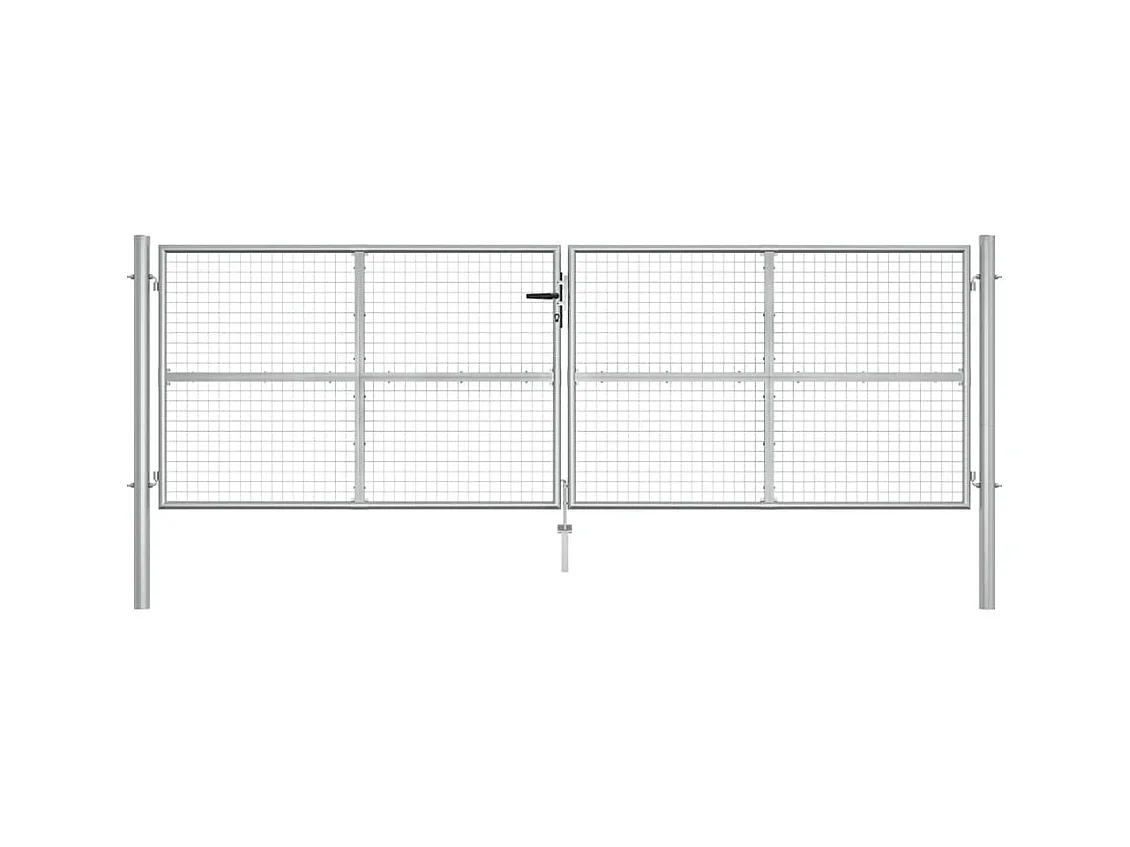 Gartentor aus verzinktem Stahl 415 x 125 cm Silber