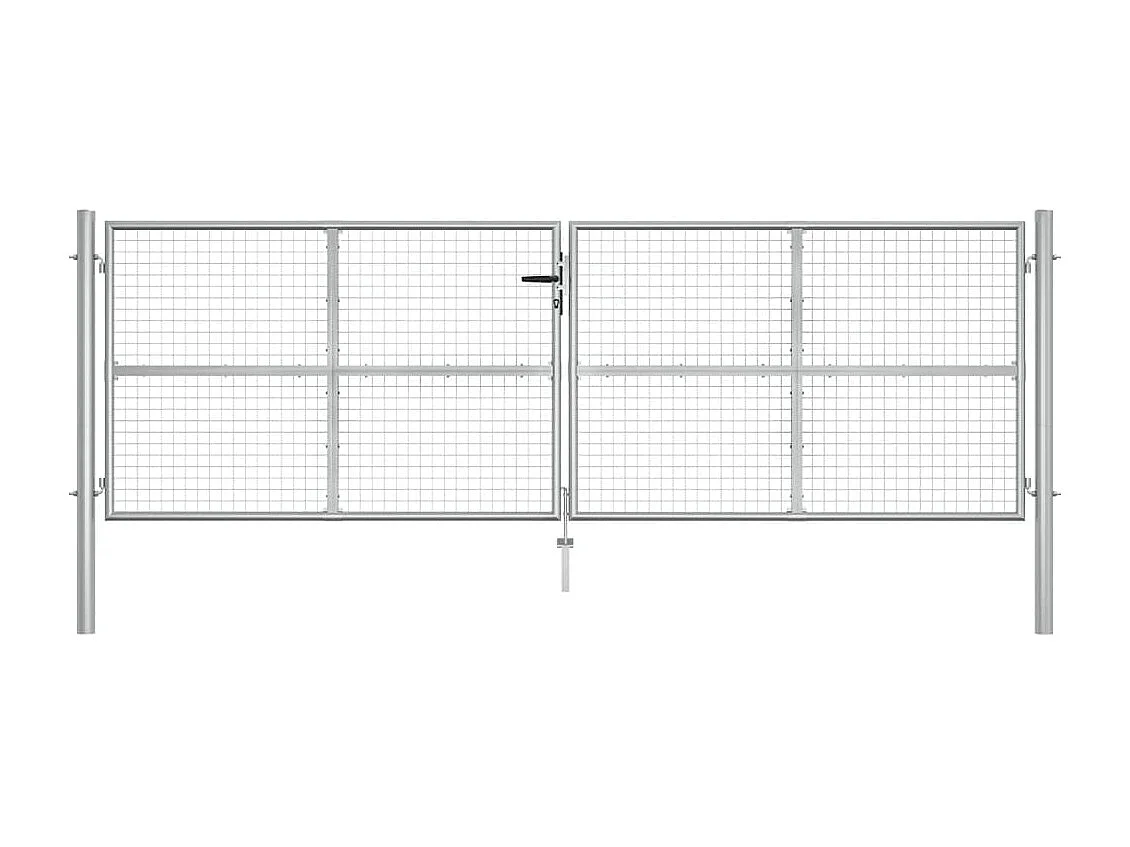 Portail de jardin en acier galvanisé 415 x 125 cm Argent