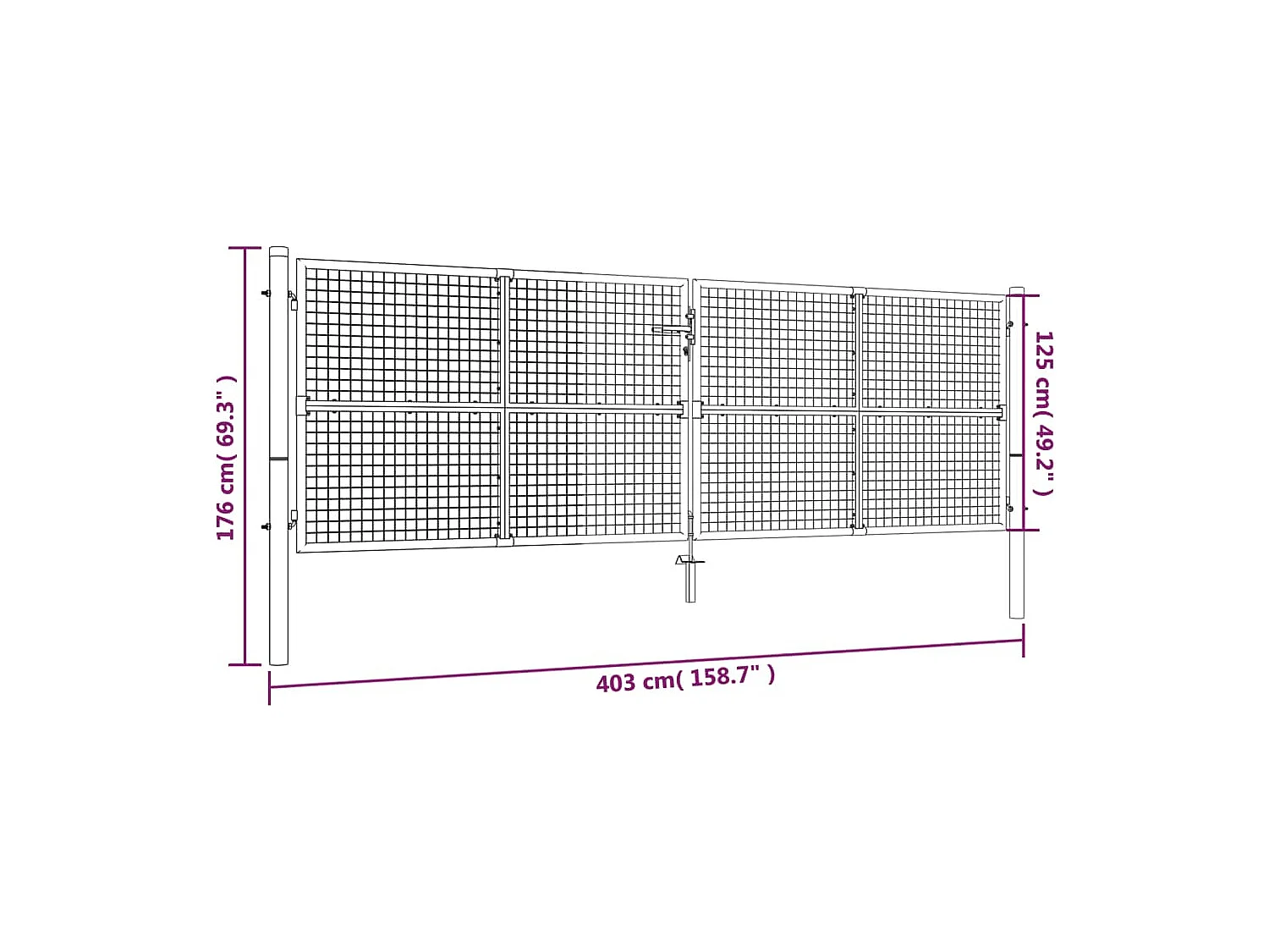 Portail de jardin en acier galvanisé 415 x 125 cm Argent