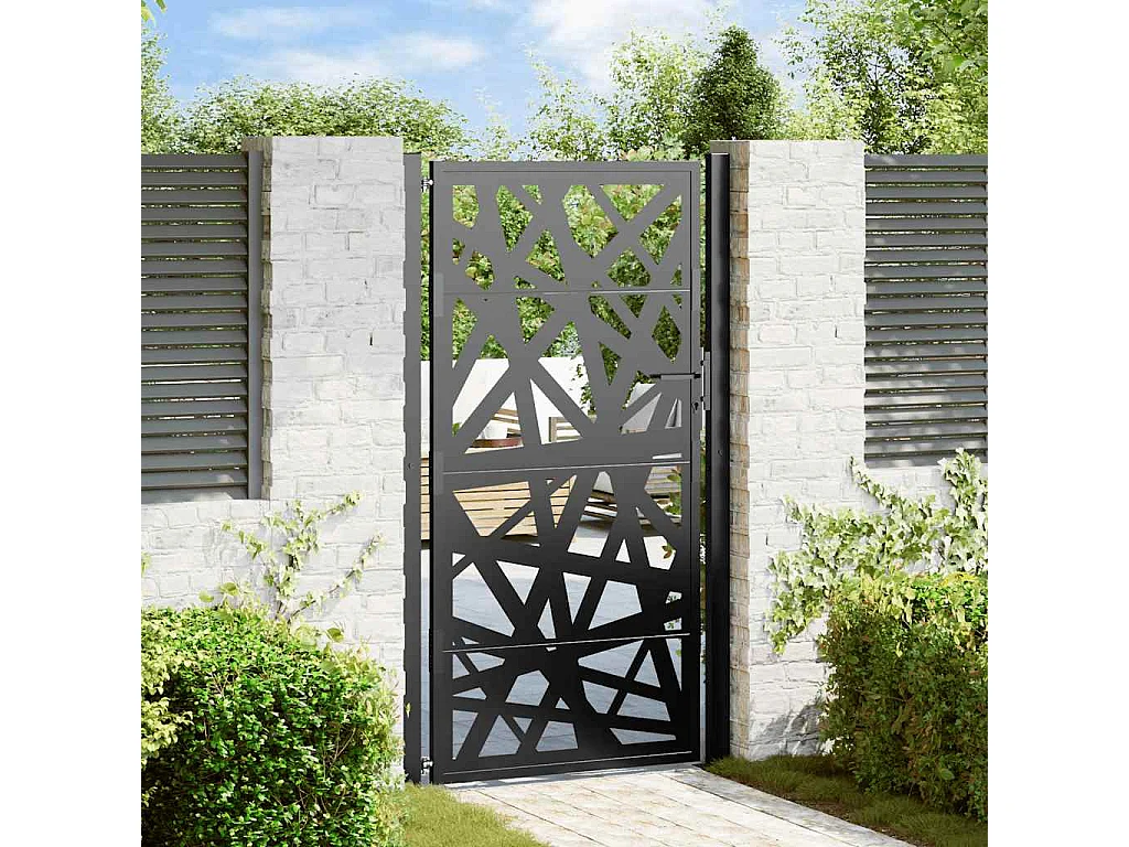 Puerta de jardín negra 105x180 cm acero diseño ligero