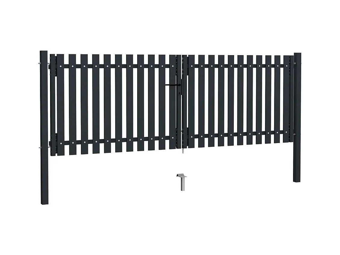 Dubbele deur hekwerk poort staal 306x125 cm antraciet