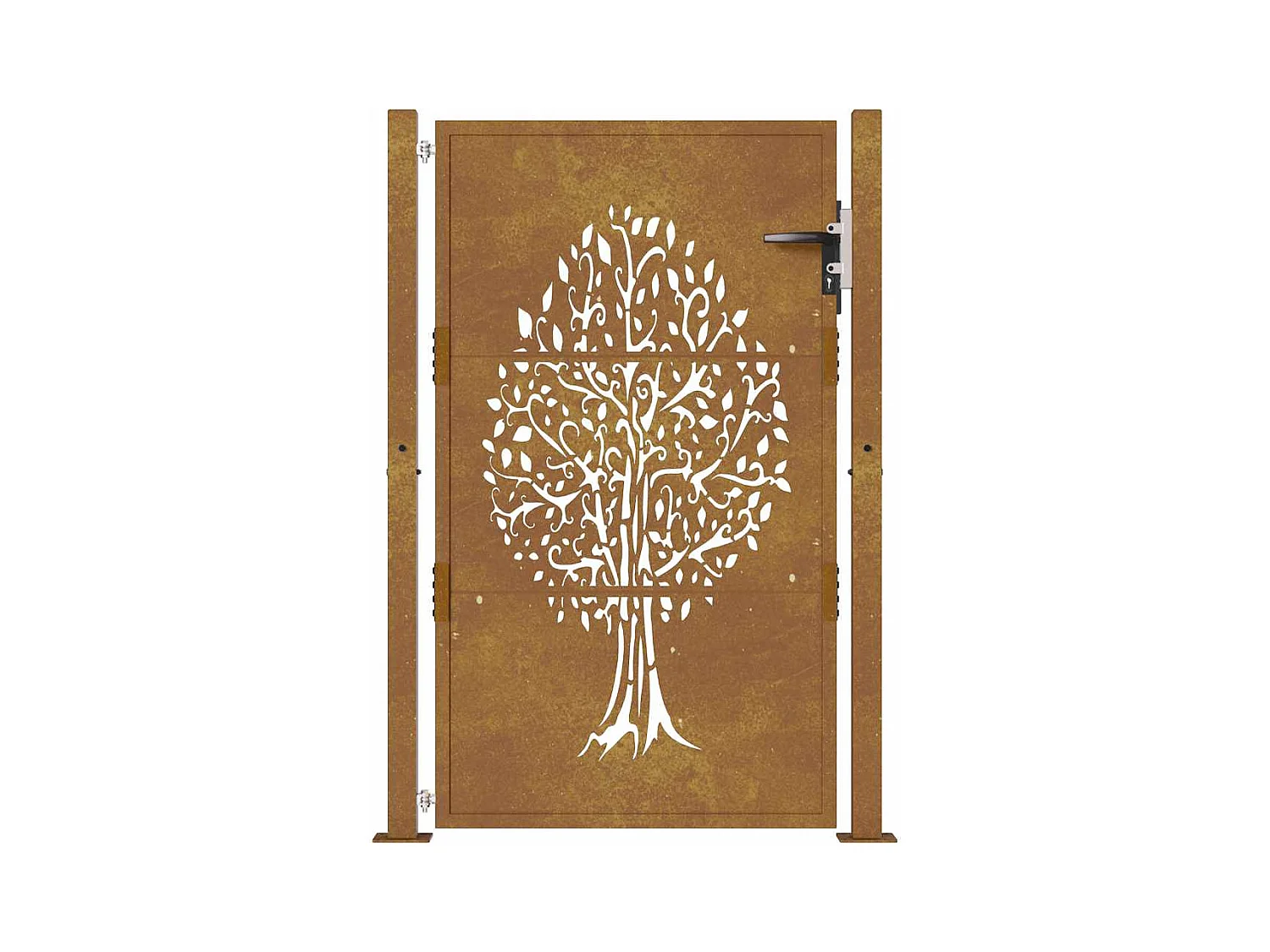 Puerta de jardín 105x130 cm acero corten diseño árbol