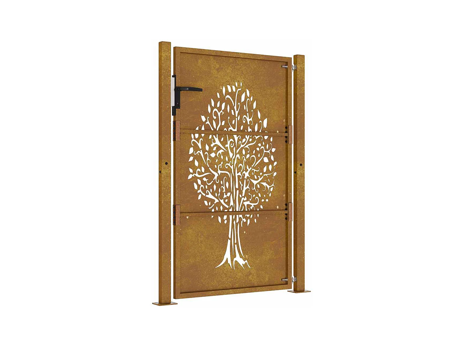 Puerta de jardín 105x130 cm acero corten diseño árbol