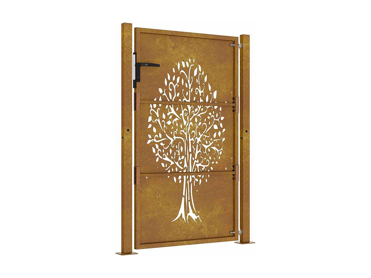 Puerta de jardín 105x130 cm acero corten diseño árbol