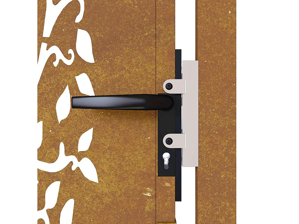 Puerta de jardín 105x130 cm acero corten diseño árbol