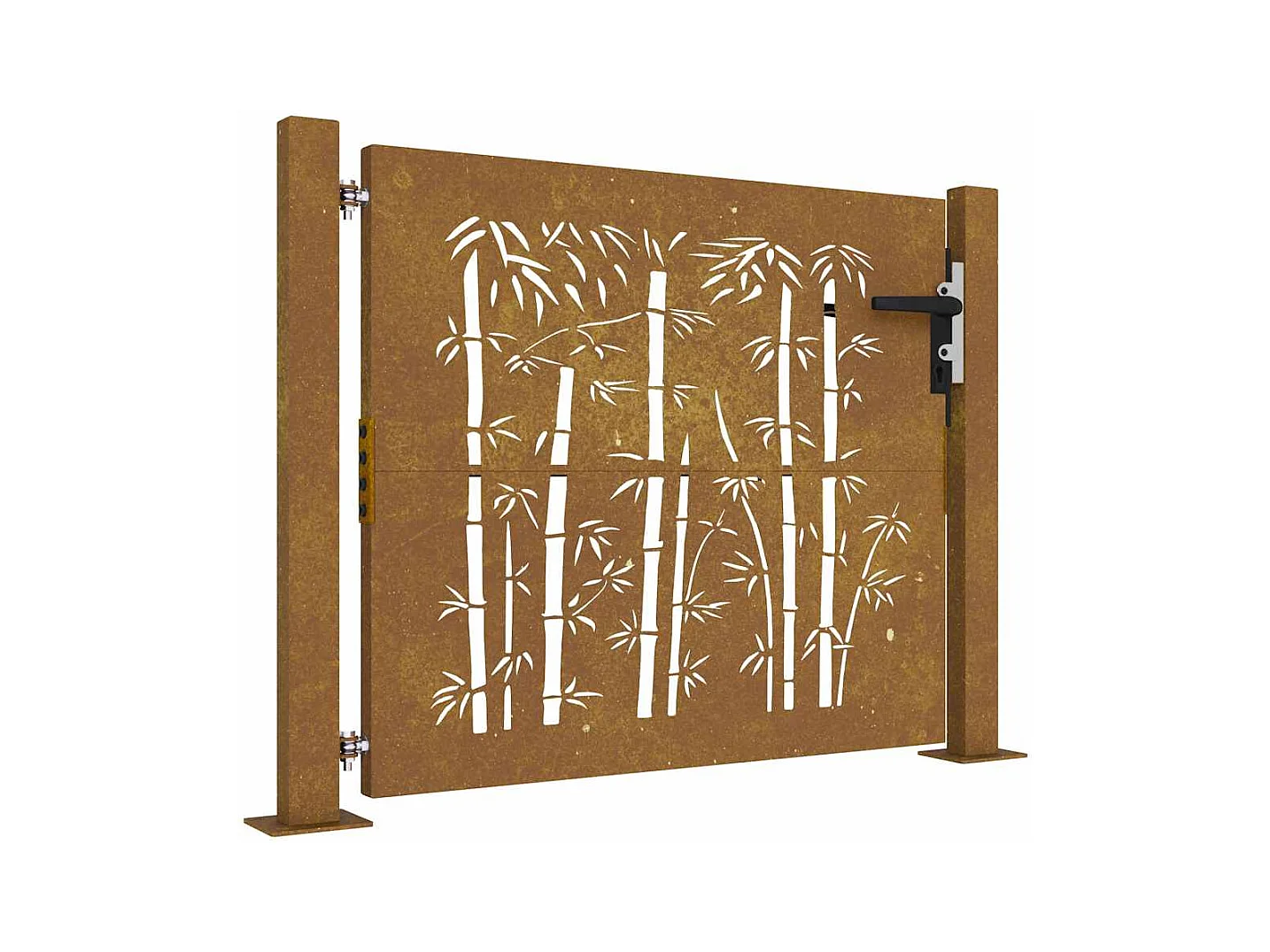 Puerta de jardín 105x105 cm acero corten diseño bambú