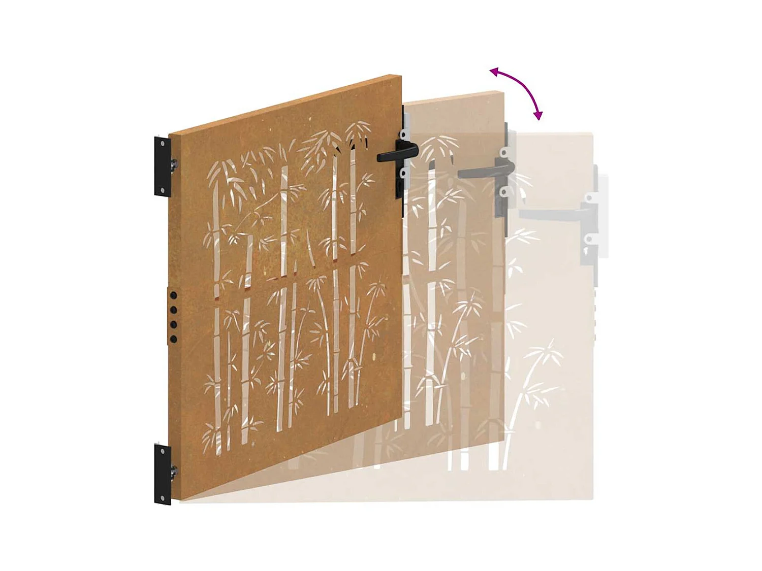 Puerta de jardín 105x105 cm acero corten diseño bambú