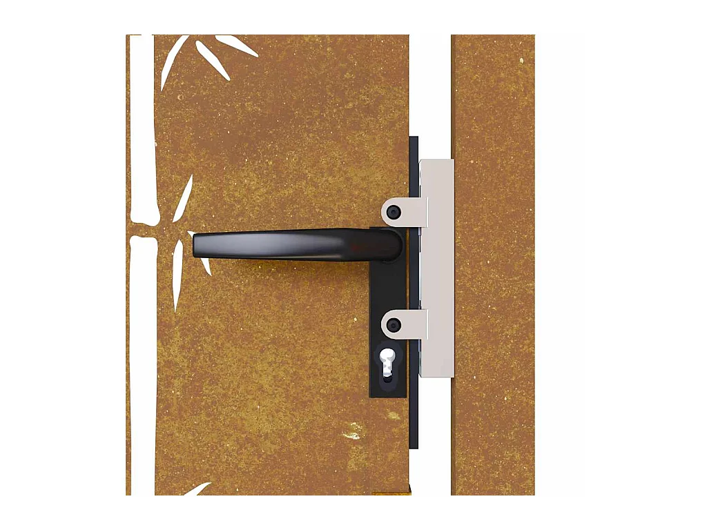 Puerta de jardín 105x105 cm acero corten diseño bambú