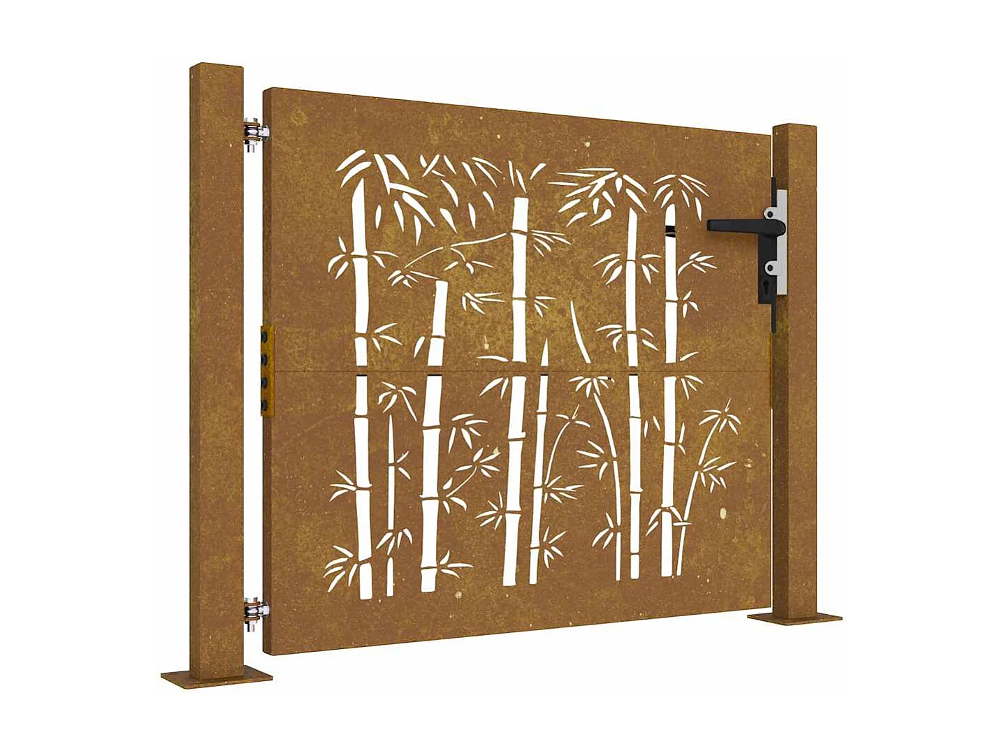 Puerta de jardín 105x105 cm acero corten diseño bambú