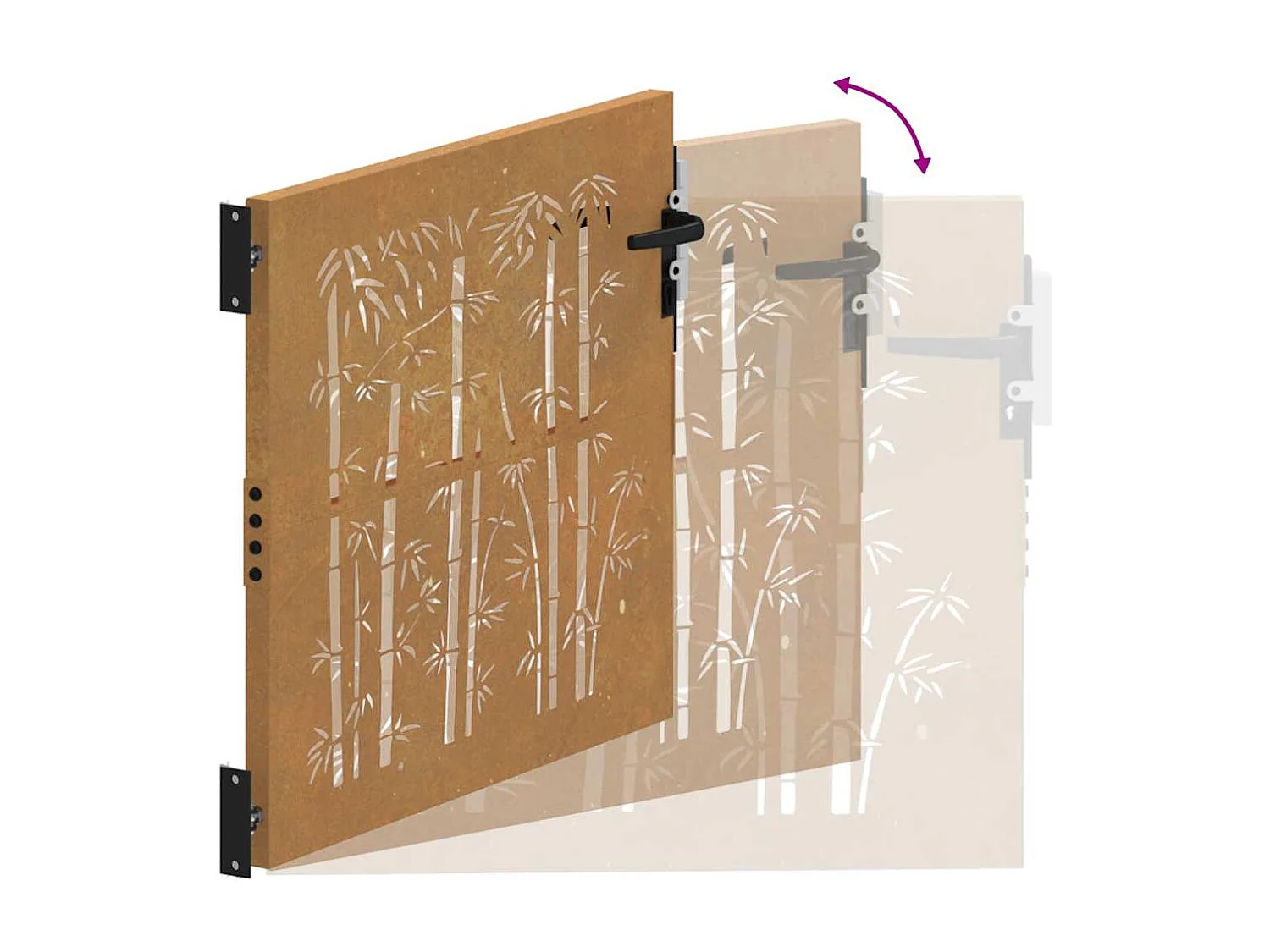 Puerta de jardín 105x105 cm acero corten diseño bambú