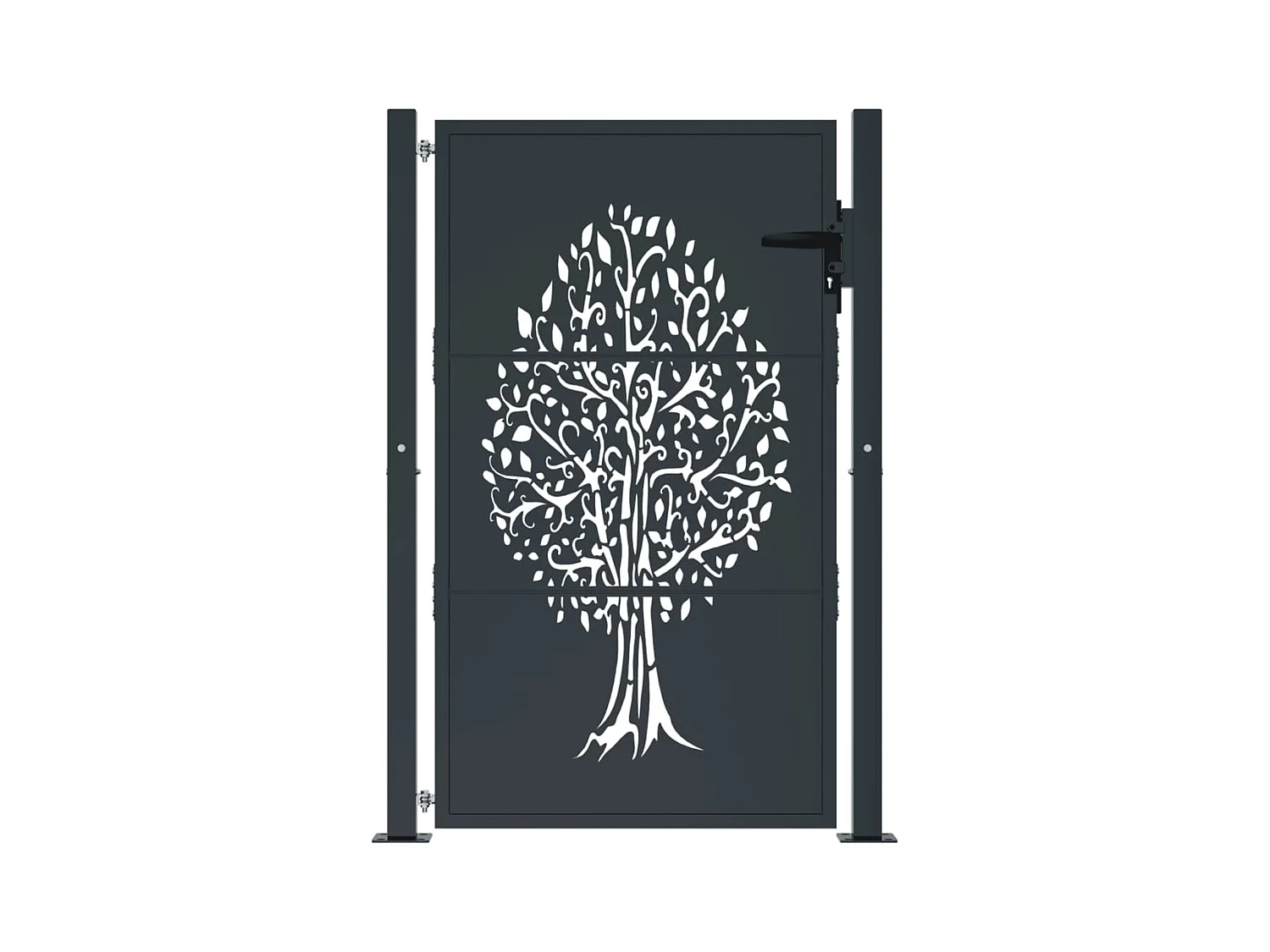 Antraciet tuinpoort 105x155cm stalen boomdesign