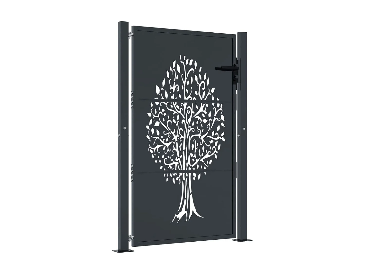 Portail de jardin anthracite 105x155cm acier conception d'arbre