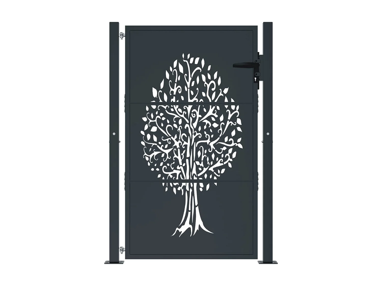 Portail de jardin anthracite 105x155cm acier conception d'arbre