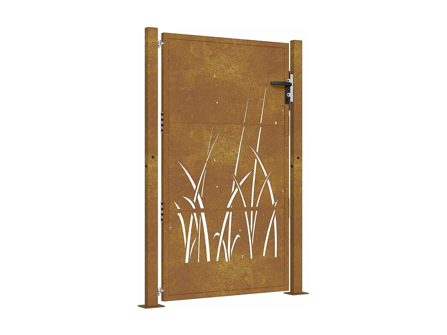 Puerta de jardín 105x130 cm acero corten diseño césped