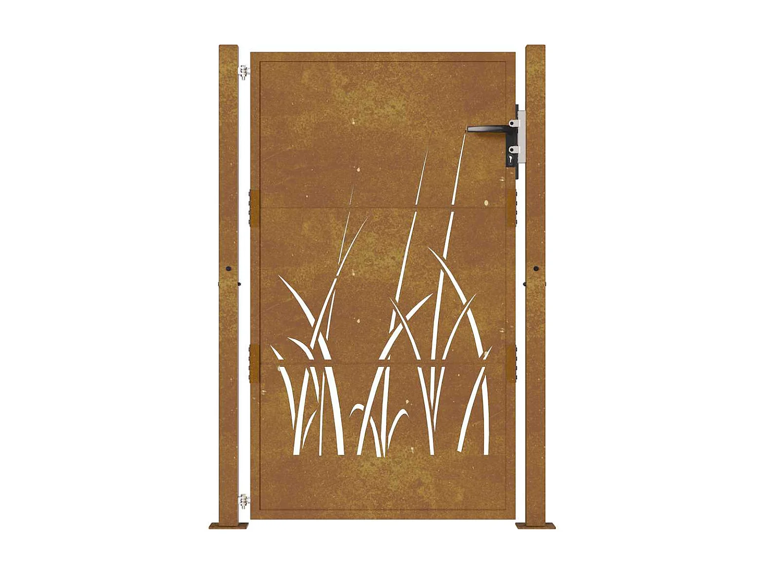 Puerta de jardín 105x130 cm acero corten diseño césped