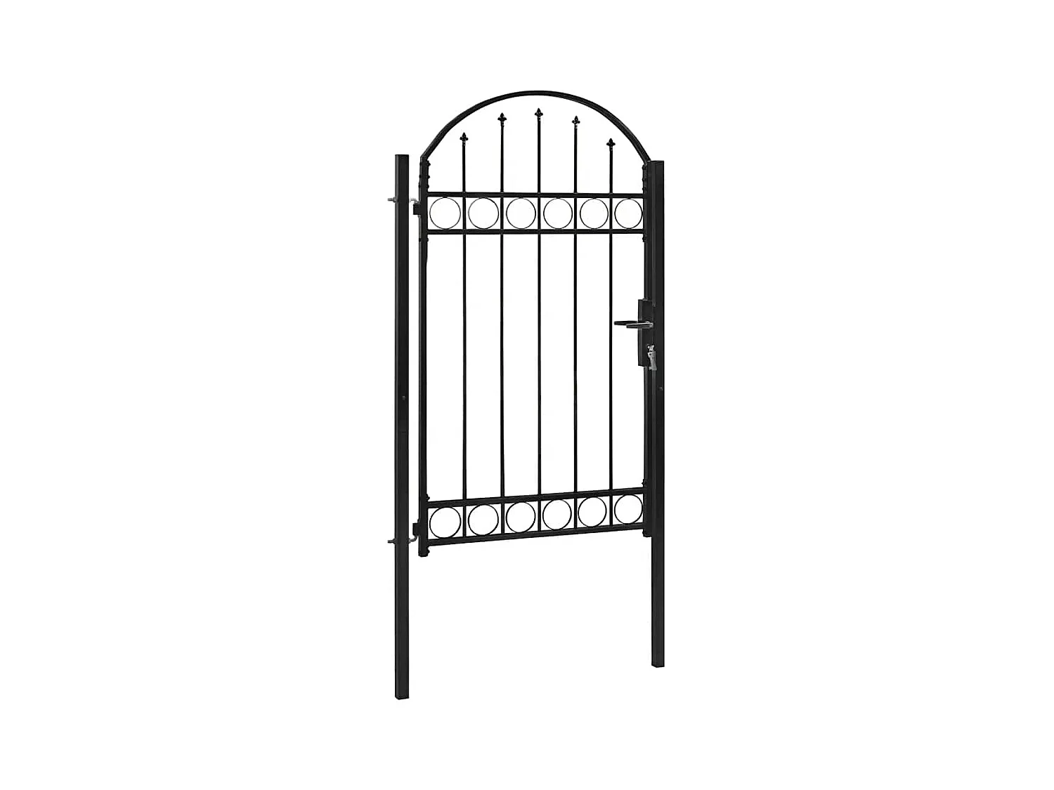 Puerta de valla con arco superior de acero 104 x 175 cm Color negro