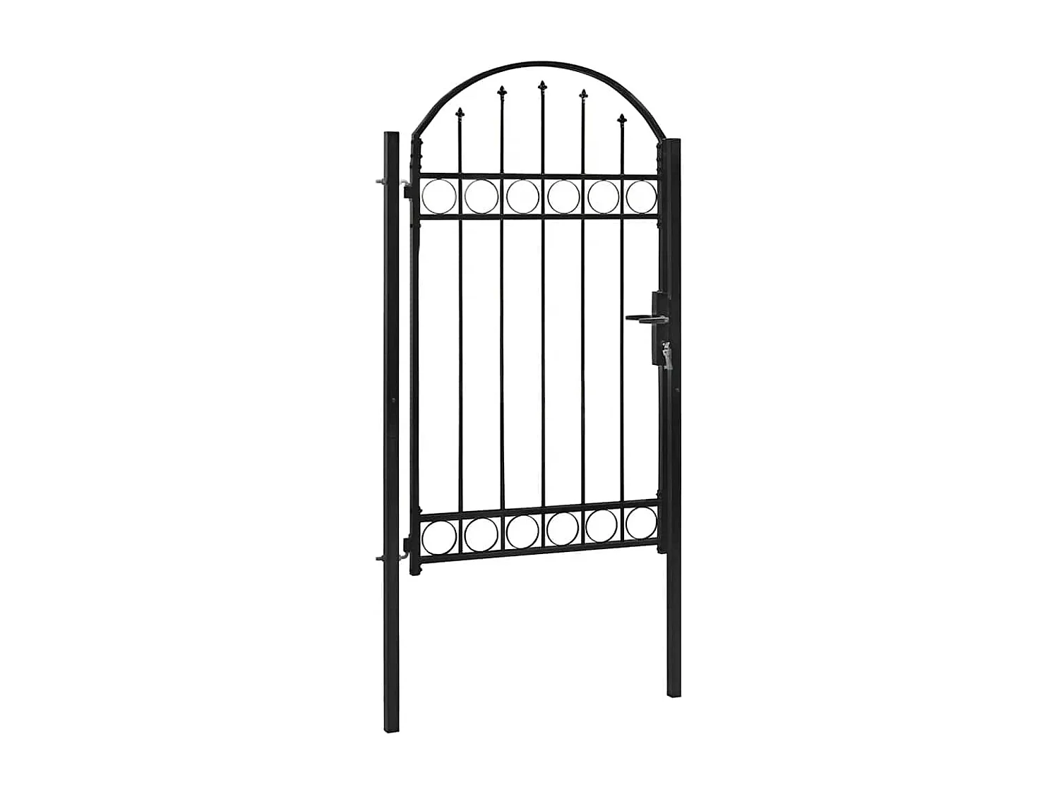 Cancello per recinzione con parte superiore arcuata in acciaio 104 x 175 cm Nero