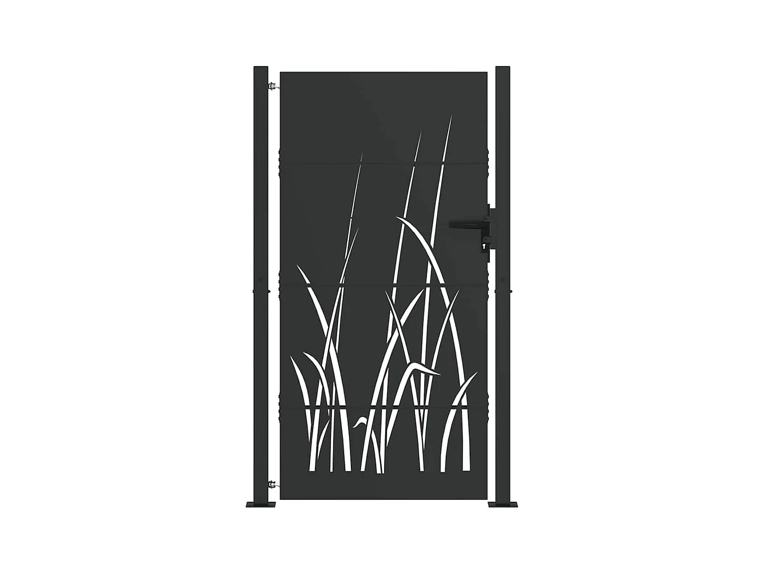 Puerta de jardín negra de 105 x 175 cm de acero con recubrimiento en polvo