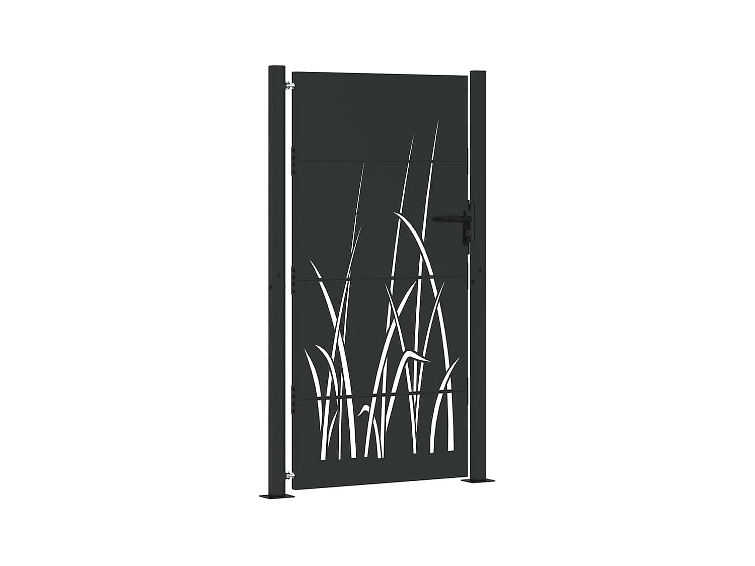 Puerta de jardín negra de 105 x 175 cm de acero con recubrimiento en polvo