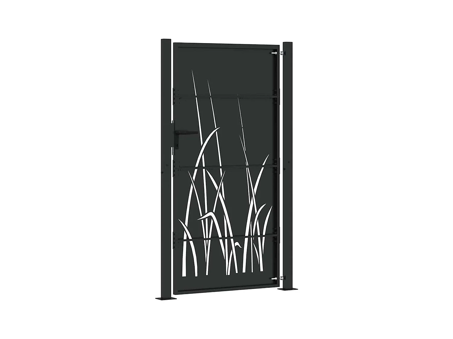 Puerta de jardín negra de 105 x 175 cm de acero con recubrimiento en polvo