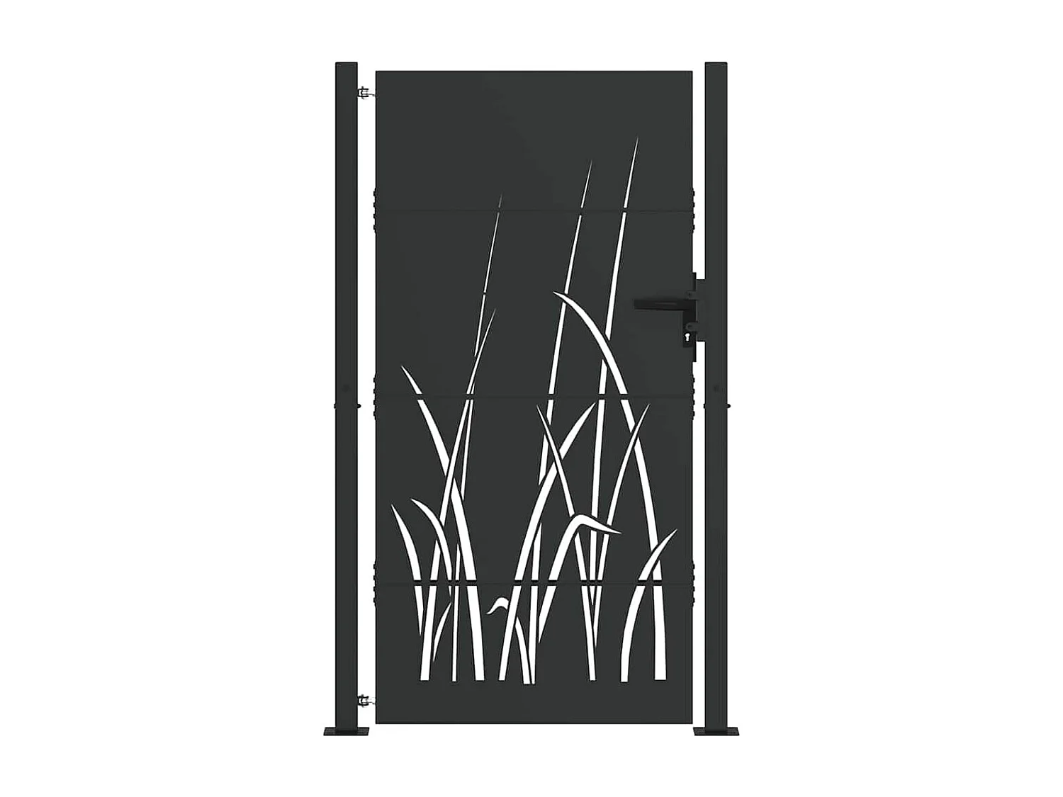 Puerta de jardín negra de 105 x 175 cm de acero con recubrimiento en polvo