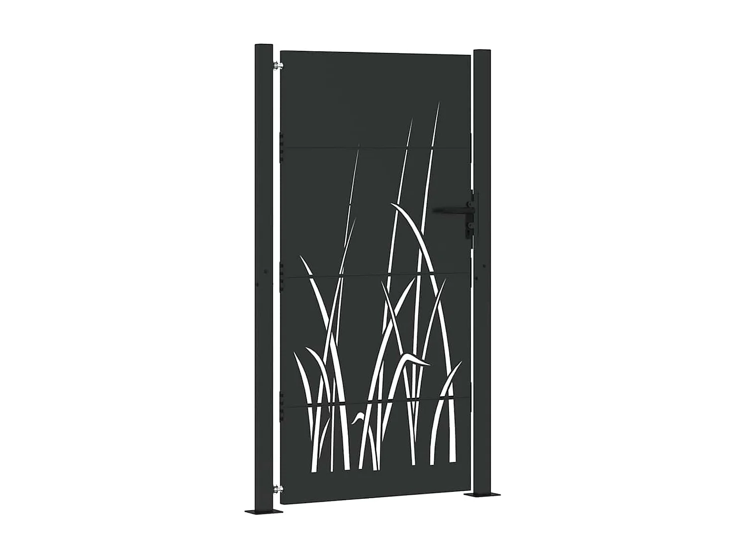 Puerta de jardín negra de 105 x 175 cm de acero con recubrimiento en polvo