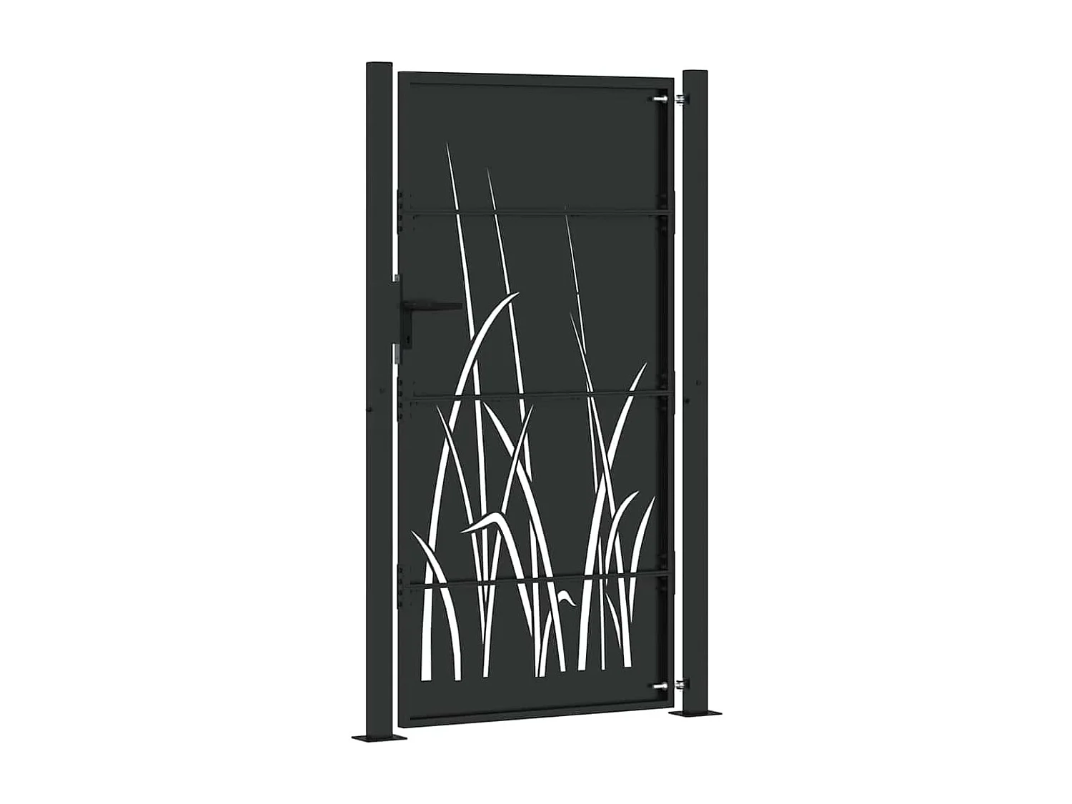 Puerta de jardín negra de 105 x 175 cm de acero con recubrimiento en polvo
