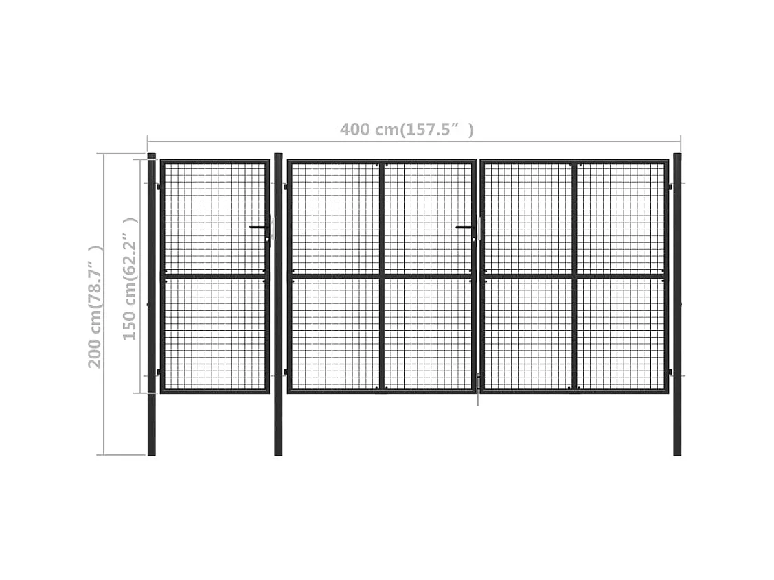 Cancello da giardino in acciaio 400 x 150 cm antracite