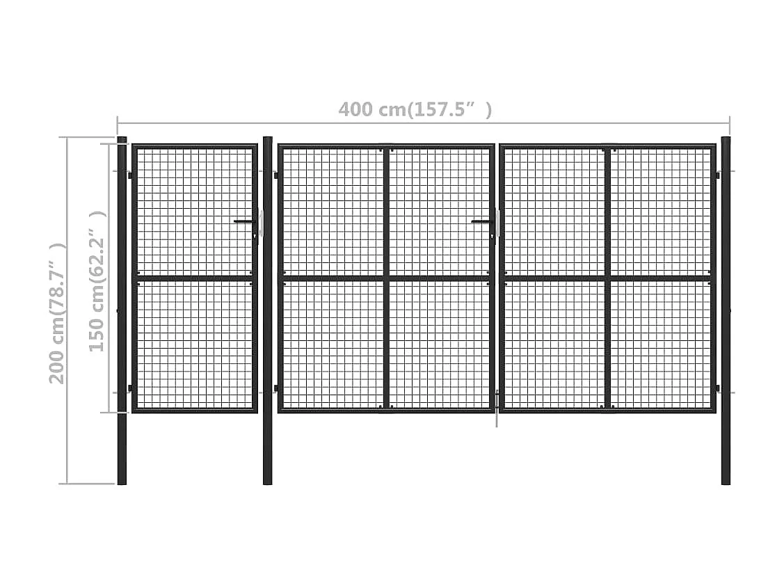 Tuinpoort Staal 400 x 150 cm Antraciet