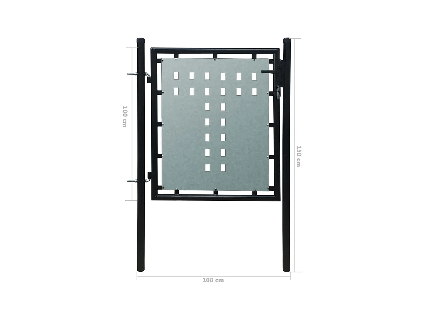 Puerta de valla simple negra 100x150 cm