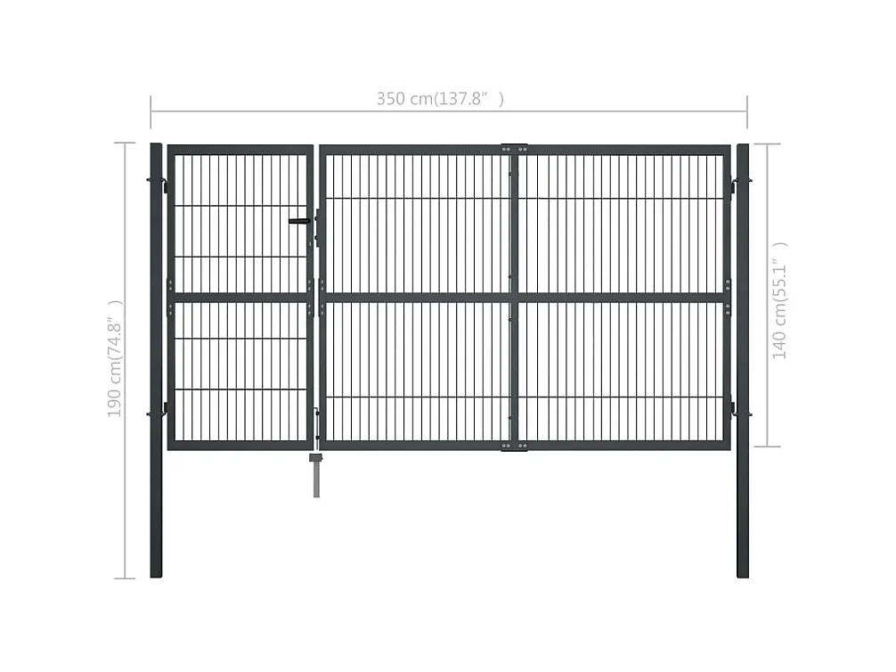 Portillon avec poteaux Acier 350 x 140 cm Anthracite