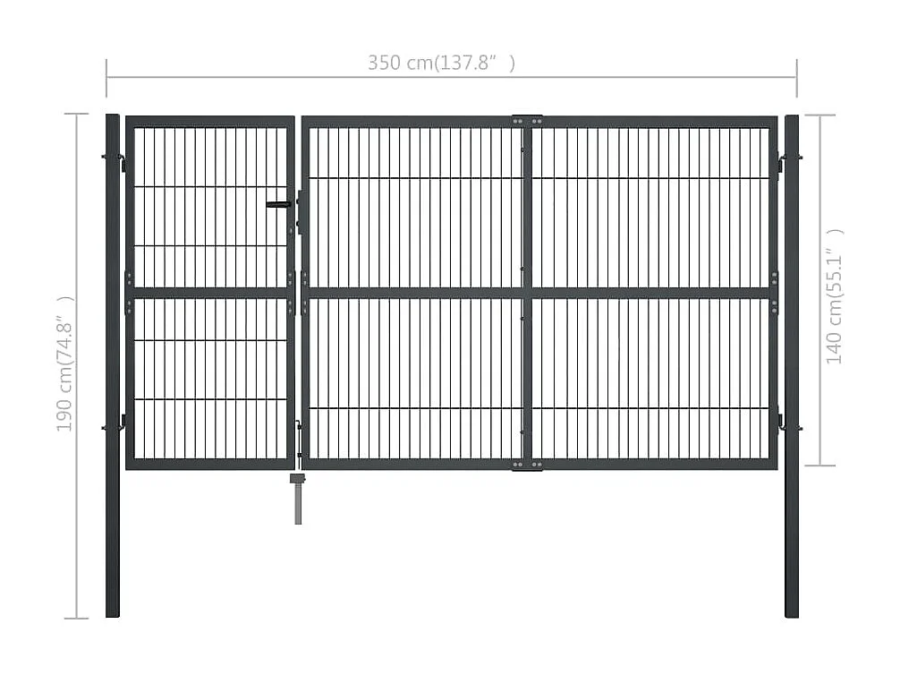 Portillon avec poteaux Acier 350 x 140 cm Anthracite