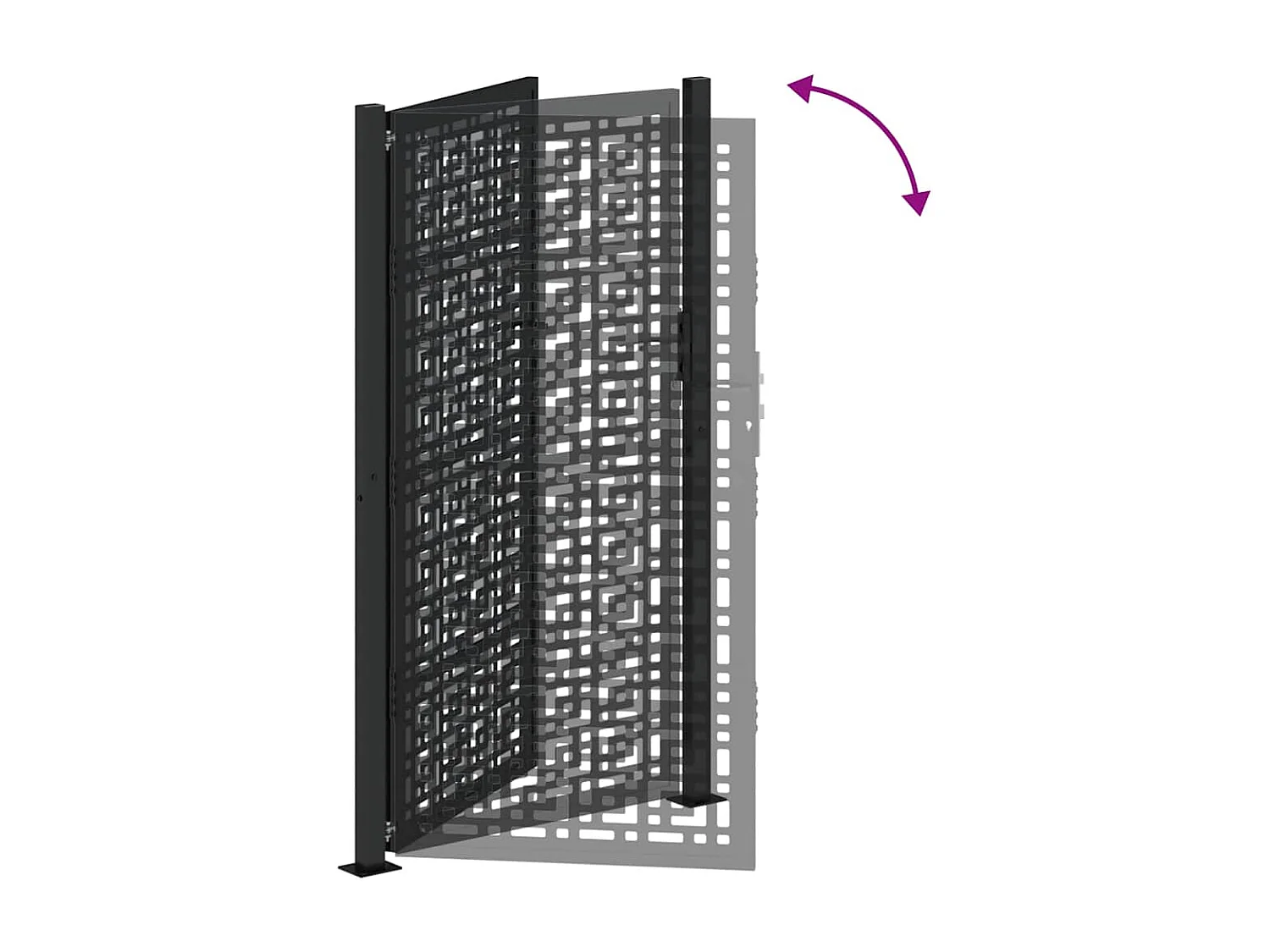 Puerta de jardín negra de 105x180 cm con diseño de cruz de acero
