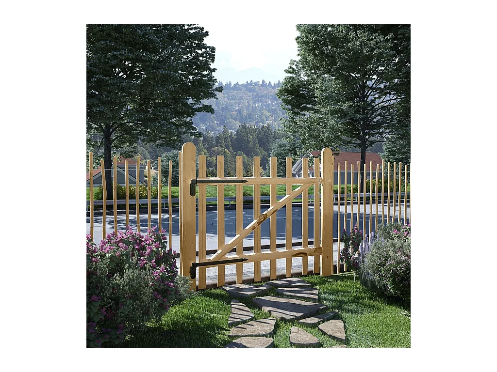 Portillon simple de clôture Bois de noisetier 100x90 cm