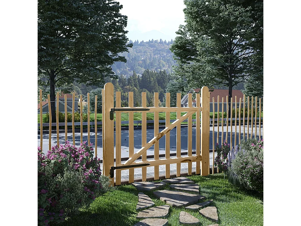 Portillon simple de clôture Bois de noisetier 100x90 cm