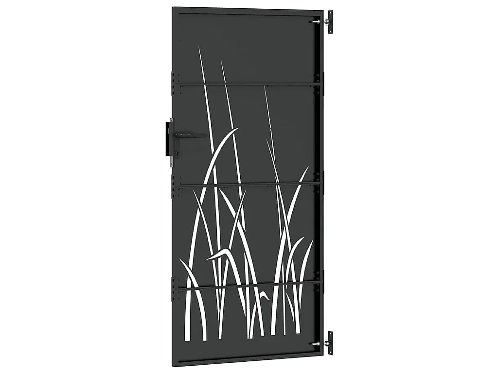Schwarzes Gartentor 105 x 200 cm, pulverbeschichteter Stahl