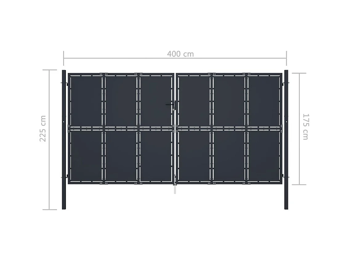 Gartentor Stahl 400 x 175 cm Anthrazit