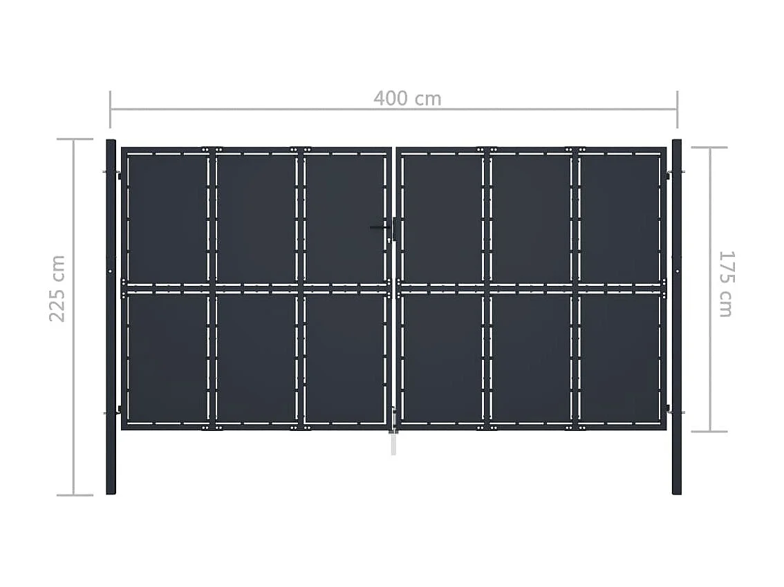 Gartentor Stahl 400 x 175 cm Anthrazit