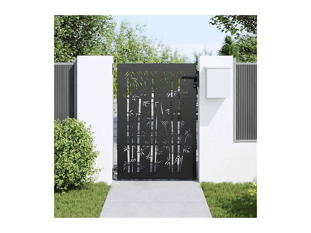 Cancello da giardino nero 105 x 150 cm in acciaio verniciato a polvere