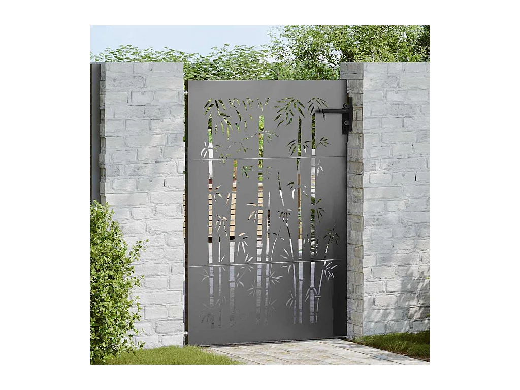 Porte de Jardin Noir 105 x 150 cm Acier peint par poudre